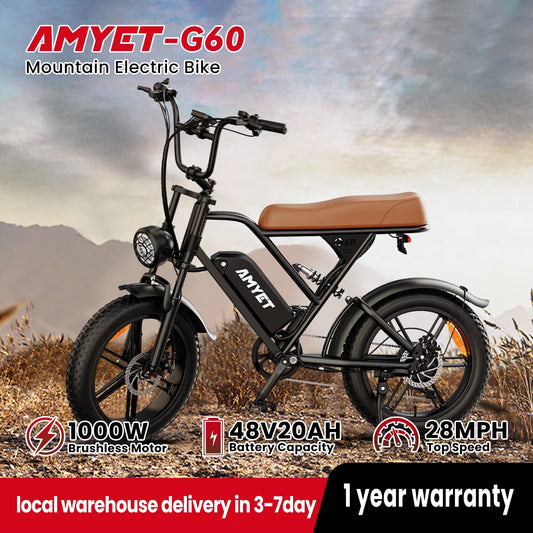 V9-G60 Adults Electric Bike 1000W Motor Bicycle 48V 20AH 20“ Tire Ebike Electric E Bikes Mountain Moped Ebikes for Men