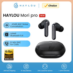 Mori Pro Bluetooth 5.4 Earphones Wireless 43Db Adaptive Hybrid ANC Hi-Res LDAC Earbuds 6 Mic Headphones 28H Battery Life