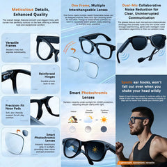 New 800W 4K HD Camera Smart Glasses Men 3600Mah Power Bank 100+ Languages Translation Recording Videos Music Player Call Glasses