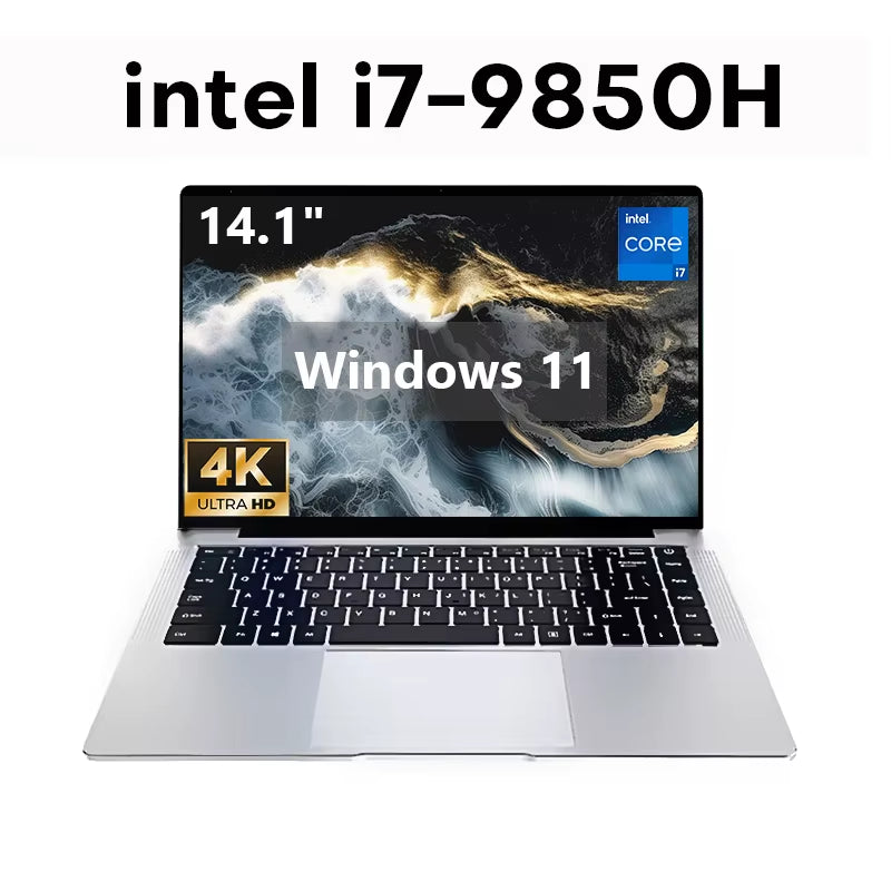 2026 Portable Laptop Windows 11 Core I7 9850H Laptops PC 12GB RAM 1TB 2TB SSD Ultra Slim Notebook 4K Office Study Computer