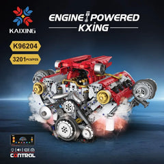 3201Pcs Motorized V8 Engine Building Block Kit DIY Technical Car Model with LED Light Moving Parts STEM Toy for Adults Kids Gift