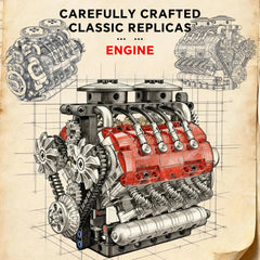 G8911 548Pcs Twin-Turbo Engine Motorized Simulation V8 Engine Model Kit Small Particle Assembly Building Blocks DIY Toys Gift