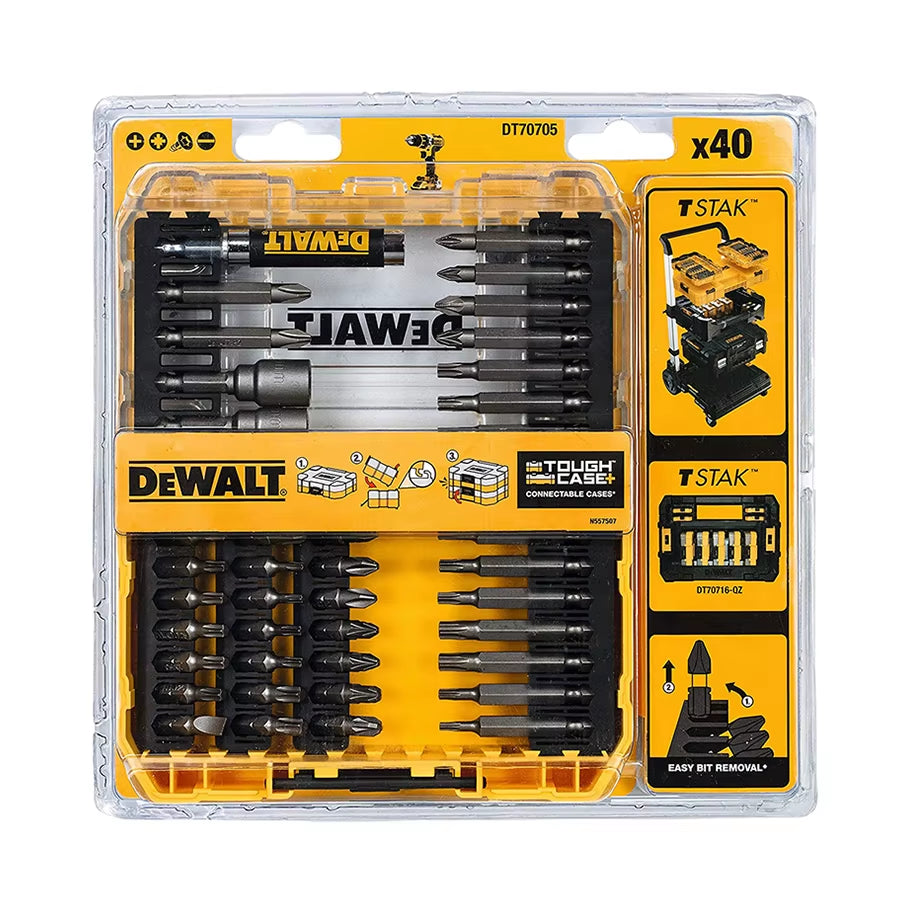 40 Piece Impact Screwdriver Bit Set with Tough Case Fits Tstak Caddy Drill Driver Bits Set Accessories DT70705