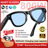 2026 New 3600Mah Large Battery Smart Glasses 8MP HD Camera Video Recording AI Photo Recognition Translation Voice Sunglasses Men