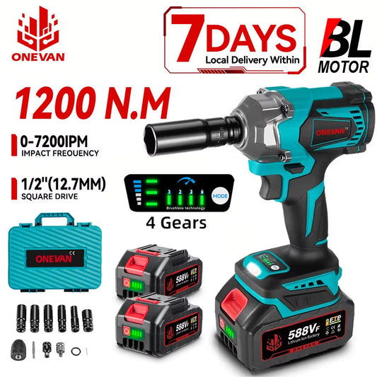 1200N.M Brushless Electric Impact Wrench 3 Funtion 1/2" Cordless Portable Screwdriver Drill Tools for Makita Battery Pin