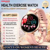 2026 New Women Health Smartwatch 1.32-Inch AMOLED Screen ECG Blood Pressure Body Fat Heart Rate Bluetooth Call Ladies Smartwatch