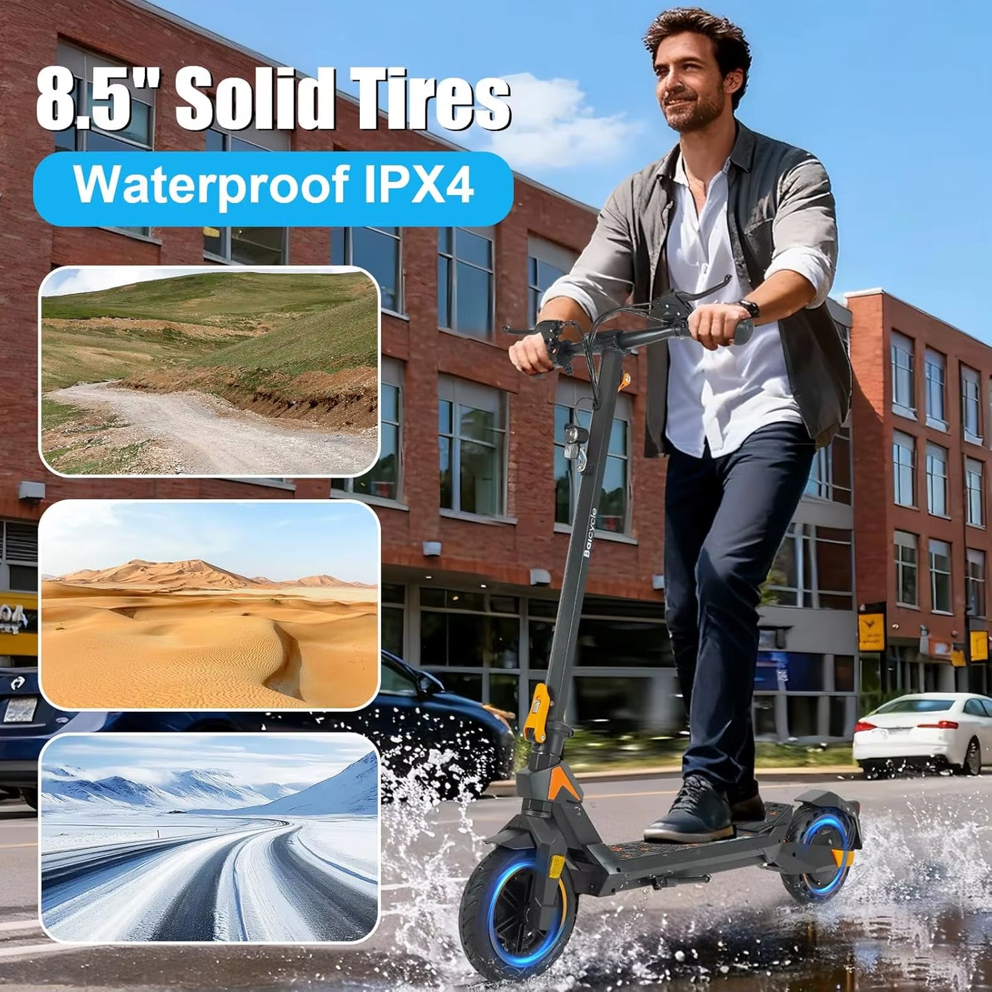 Foldable Electric Scooter for Adults with 500W Motor, up to 21MPH Speed & 23-Mile Long Range, 36V Battery, 8.5" Off-Road Tires