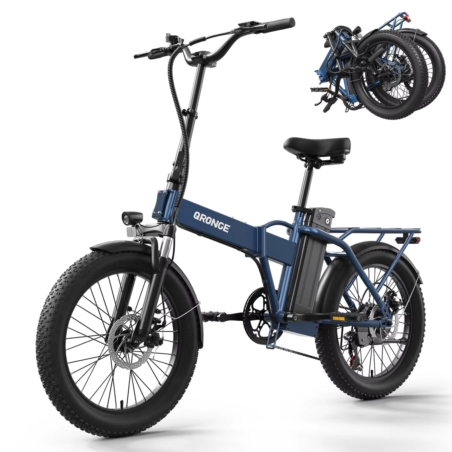 Waterfall Folding Electric Bike 1000W Peak 48V 13.5AH Removable Battery Electric Bicycle 20" Fat Tire 28 MPH Max E-Bike