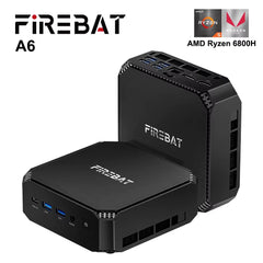 Firebat A6 Mini PC R7 7735HS 8-Core 16-Thread Computer 16GB LPDDR5 RAM 512GB SSD Wifi 6 BT5.2 Mini PC 4K Desktop Computer