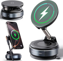 Wireless Charger Vacuum Magnetic Phone Stand for Magsafe Iphone 16 15 14 13 12 Pro Max 360° Adjustable Suction Cup Car Dashboard