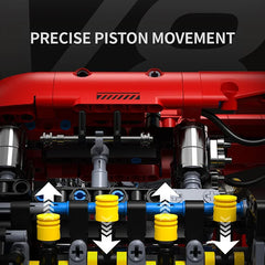 Technical V8 Engine Model Building Blocks Set with Electric Motor MOC Assembly Bricks Toy Kids Birthday Christmas Gifts 1370Pcs
