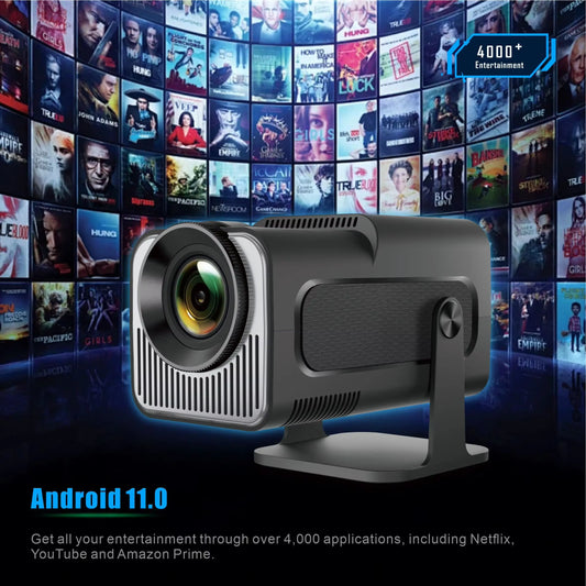 HY320 MINI Android 11.0 Projector LED Beamer Home Cinema 300ANSI 720P WIFI Smart TV for 1080P 4K via HD with Carry Bag