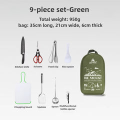 Camping Kitchen Cookware Set Travel Utensils Set 9Pcs Stainless Steel Kitchenware for Backpacking BBQ Camping Picnic