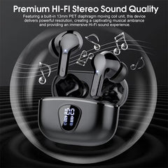 BT5.4 Wireless Ear Buds with LED Display Hifi Stereo Earbuds Headphones with IP7 Waterproof ENC Noise Cancelling Earphone