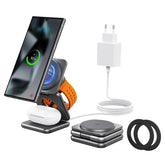 KUXIU Wireless Charger for Galaxy 25 24 23 22 21 Ect Series Watch 8 7 6 5/Buds 3 2 ,Metal Foldable Phone Holder