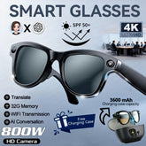 New 800W 4K HD Camera Smart Glasses Men 3600Mah Power Bank 100+ Languages Translation Recording Videos Music Player Call Glasses