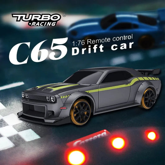 1:76 TURBO RACING C65 Built-In Gyroscope Drift Racing Full Scale Mini Remote Control Car Simulation Desktop RTR Desktop Toys