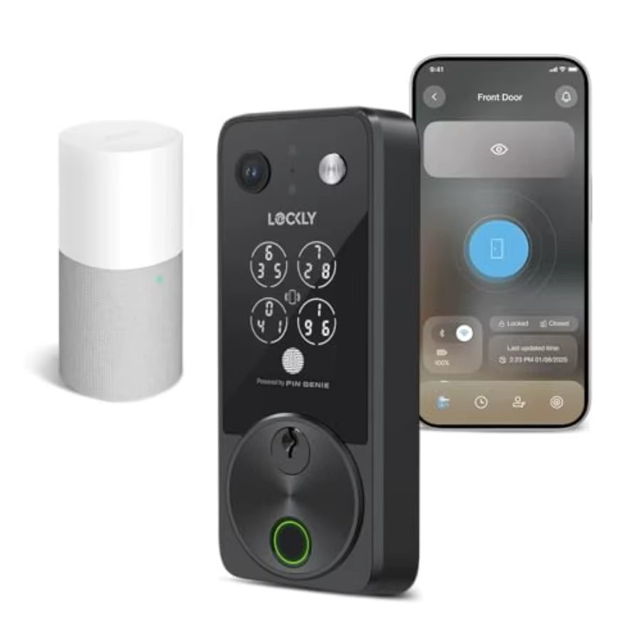 Vision Zeno Smart Lock and Video Doorbell Camera with Fingerprint Keyless Entry and Wi-Fi Deadbolt Compatibility for Apple Home Key
