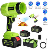 Electric Cordless Portable Turbo Blower Brushed Storm Machine Household Dust Snow Cleaning Power Tool with 10-Cell,2-Btery