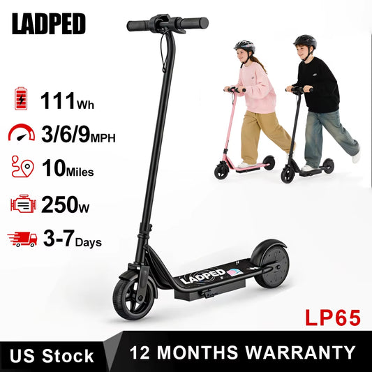 Electric Scooter for Kids - 9MPH & 10Mile Range, 250W Motor, 6.5" Solid Tires with App Control Folding Commuter E-Scooter UL2272