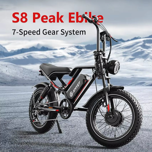 S8 Adults Electric Bike for Men 2000W Dual Motor Bicycle 48V 25AH Battery 20" Ebike Electric E Bikes Mountain Moped Ebikes