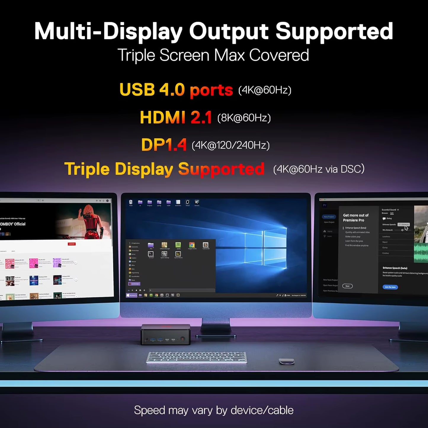 Redragon MPC745 Mini PC AI NPU Ryzen 7 8845HS Processor(Max 5.1 Ghz), Mini Desktop Computer ,Radeon 780M Graphics & 16GB DDR