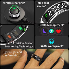 Revolutionize Your Health with the 2025 R12 Smart Ring: Touch Display, Wireless Charging, and 5 ATM Waterproof for Ultimate Wellness Tracking