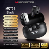 Choice New MQT52 TWS Wireless Bluetooth 5.4 Headset HIFI Stereo Gaming Music Earphones Talking Noise Canceling Earbuds