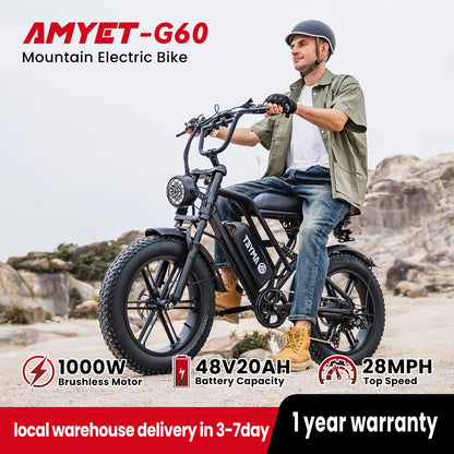 V9-G60 Adults Electric Bike 1000W Motor Bicycle 48V 20AH 20“ Tire Ebike Electric E Bikes Mountain Moped Ebikes for Men