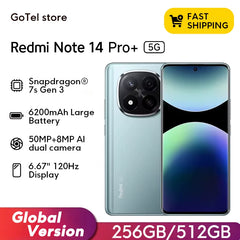 Redmi Note 14 Pro+ 5G 6.7" AMOLED 200MP Camera 120Hz Snapdragon 7S Gen 3 Global Version