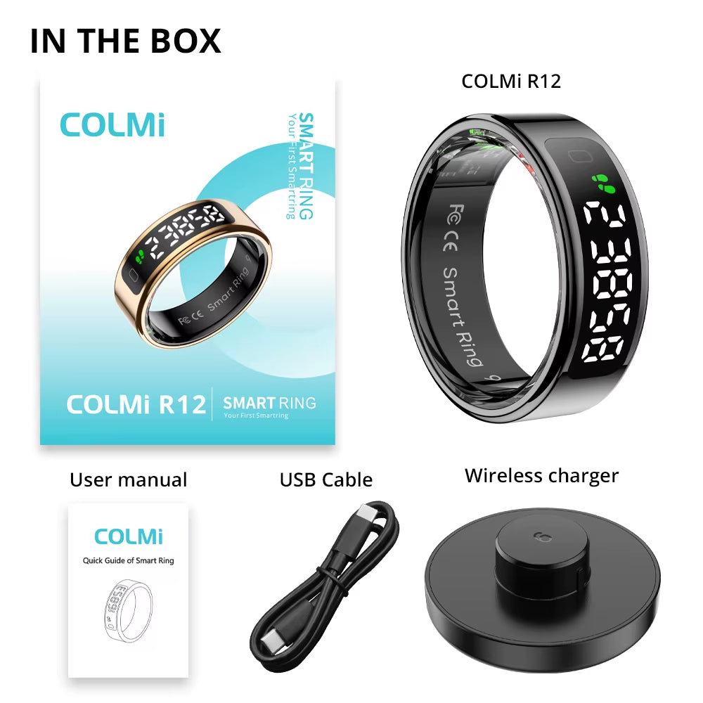 Revolutionize Your Health with the 2025 R12 Smart Ring: Touch Display, Wireless Charging, and 5 ATM Waterproof for Ultimate Wellness Tracking