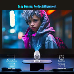 HY300 Pro + Projector 8K 720P with 5W Speaker Android 14 8000 Lumens Wifi 6 BT5.4 Outdoor Video Home Theater Projector