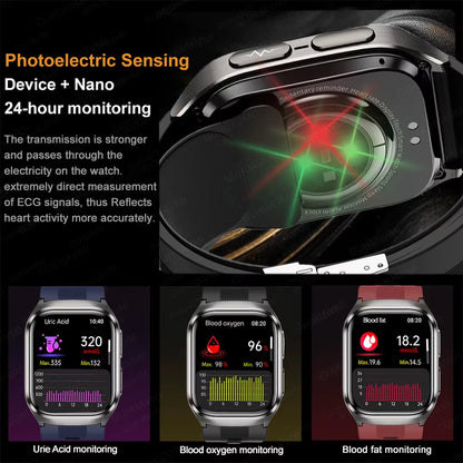 2026 New Upgrade AI Diagnostic Airbag Precise Blood Pressure Health Smartwatch Uric Acid ECG Blood Lipids Smartwatch Men Women