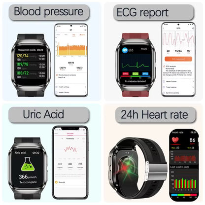 2026 New Health Monitor Smart Watch Blood Pressure Lipid Uric Acid ECG NFC Body Temperature Bluetooth Call Health Smartwatch