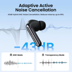 Mori Pro Bluetooth 5.4 Earphones Wireless 43Db Adaptive Hybrid ANC Hi-Res LDAC Earbuds 6 Mic Headphones 28H Battery Life