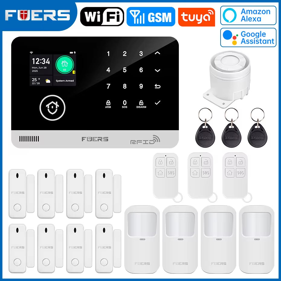 Alarm System for Home WIFI GSM Security Alarm Host Ant-Theft with Door Motion Sensor Tuya Smart App Control Work Alexa