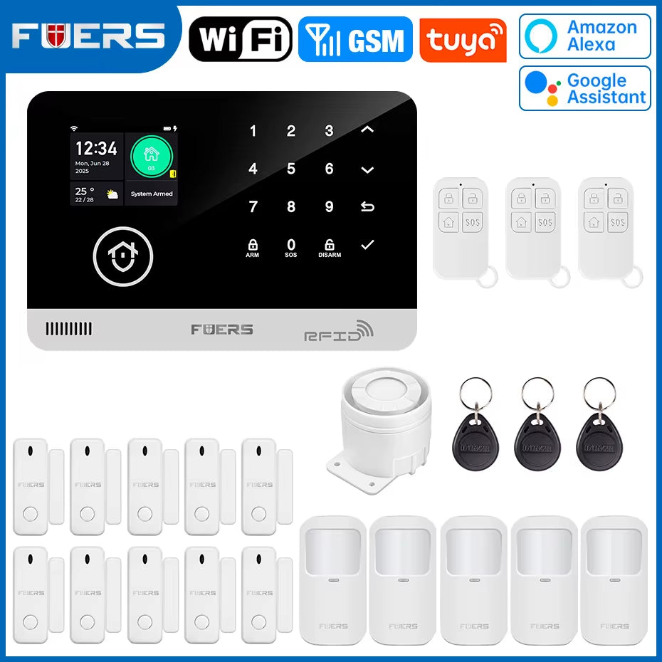 Alarm System for Home WIFI GSM Security Alarm Host Ant-Theft with Door Motion Sensor Tuya Smart App Control Work Alexa