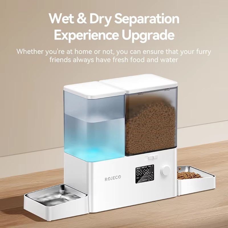 2In1 Automatic Pet Feeder Gravity Water Fountain 8.5L Button Version Auto Cat Kibble Dispenser with Water Refill Drinker
