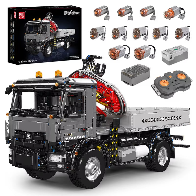 19016 Technical Car Toys the RC Truck Mounted Crane Transport Vehicle Building Block Enginerring Truck Brick Kid Gift