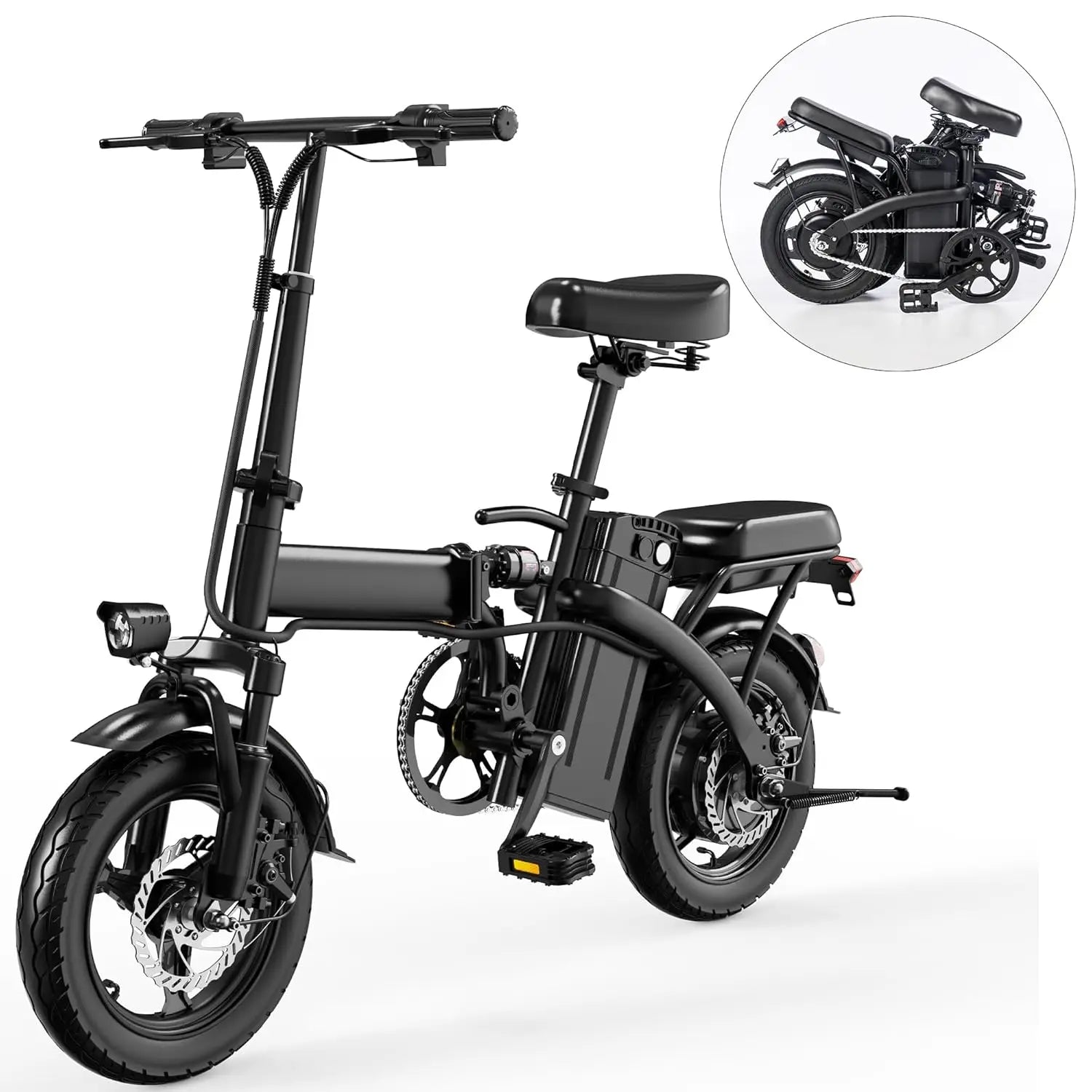 14In Folding Ebike 330Lb Load 19Mph 48V 18-28Mi Range Disc Brake Alloy Frame City Commute Custom