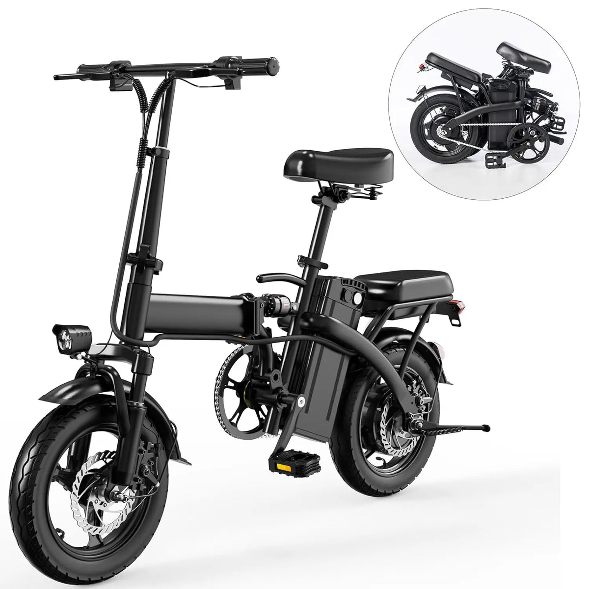 14In Folding Ebike 330Lb Load 19Mph 48V 18-28Mi Range Disc Brake Alloy Frame City Commute Custom