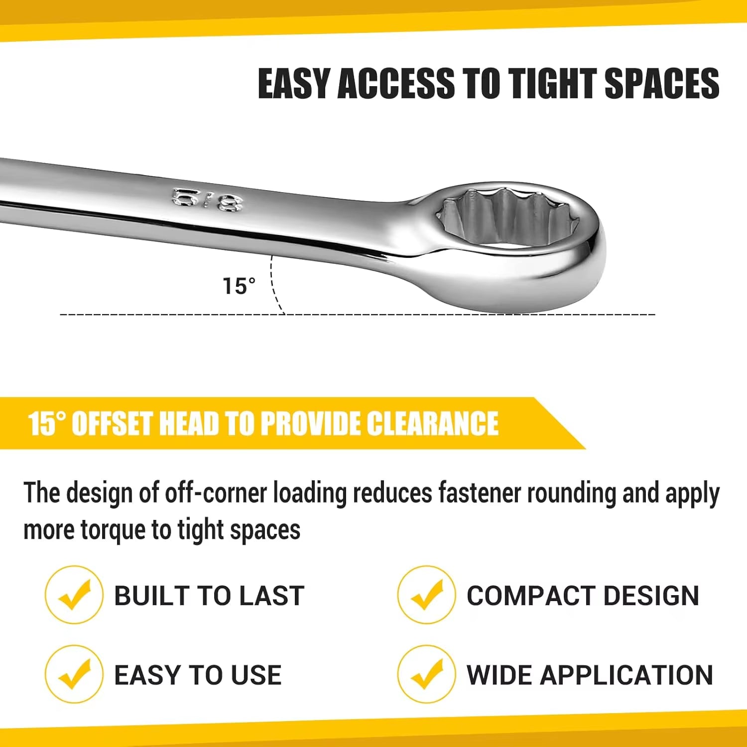 PRO Combination Wrench Set, Sae&Metric, 1/4'' to 1'' & 8-22Mm, 12-Point, Chrome Vanadium Steel