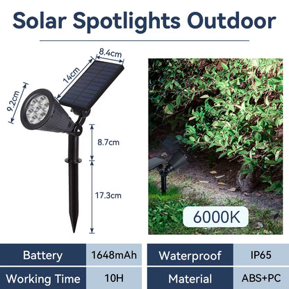 Outdoor Solar Spotlights Waterproof Tree Lighting Home Garden Solar Light Exterior Decor LED Lawn Spike Lamps for Courtyard Path