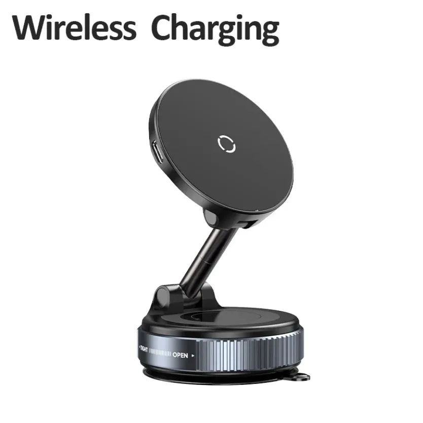 Wireless Charger Vacuum Magnetic Phone Stand for Magsafe Iphone 16 15 14 13 12 Pro Max 360° Adjustable Suction Cup Car Dashboard