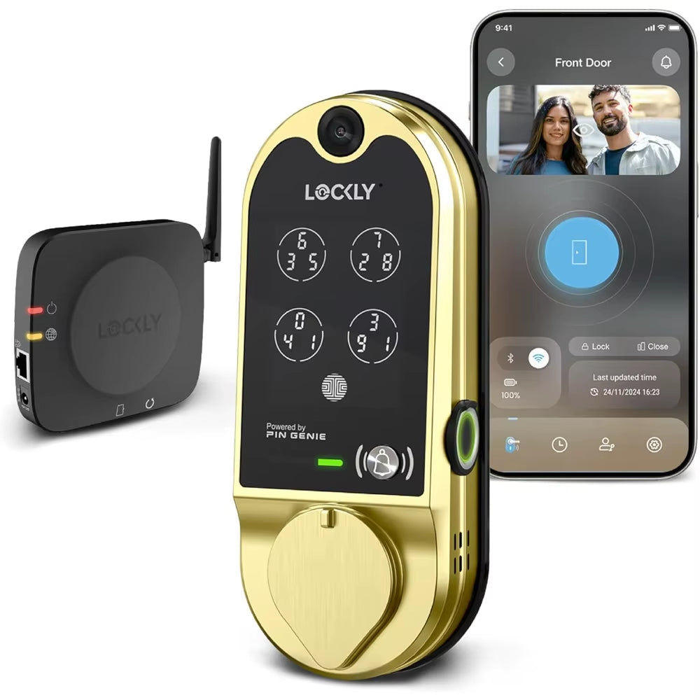 Vision Smart Lock, HD Video Doorbell Smart Locks for Front Door, Fingerprint Door Lock, Touchscreen Keypad, App Control, No Mon