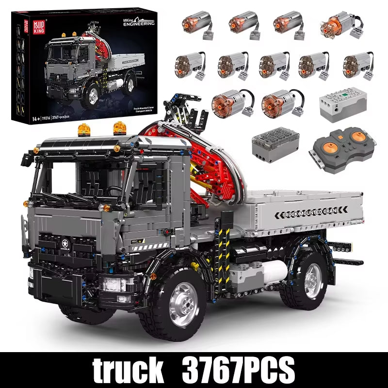 19016 Technical Car Toys the RC Truck Mounted Crane Transport Vehicle Building Block Enginerring Truck Brick Kid Gift