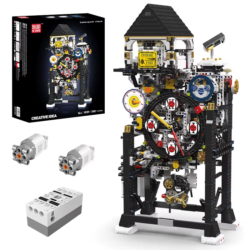 10159 Technical Clock Toys the Motorized Cyberpunk Clock Building Block Assembly Clock Brick Set Kids Christmas Gift