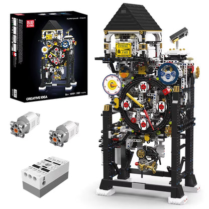10159 Technical Clock Toys the Motorized Cyberpunk Clock Building Block Assembly Clock Brick Set Kids Christmas Gift