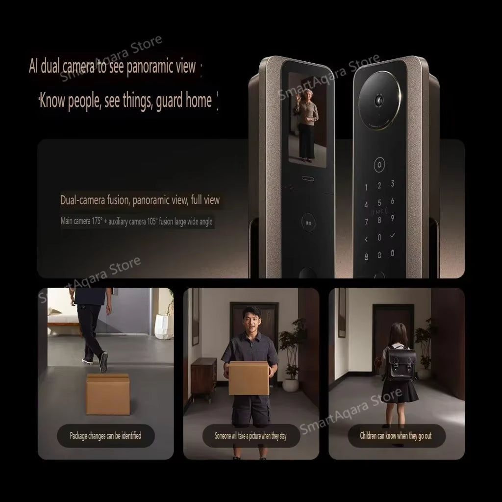Smart Door Lock M30 PRO Face Recognition Palmar Vein 1S Unlock AI Dual Lens Cat Eye Visual Screen for Elderly&Children