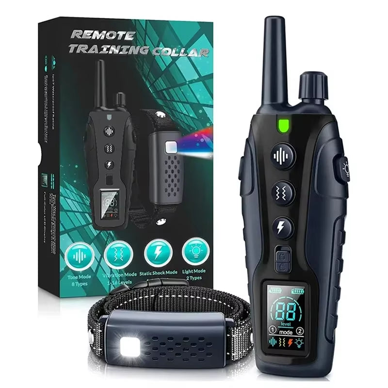 Electric Dog Training Super Long Remote Control Waterproof Bark Collar Rechargeable Battery Electric Shock Collar All Size Dogs